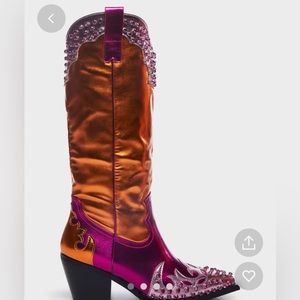 Metallic orange and pink boots